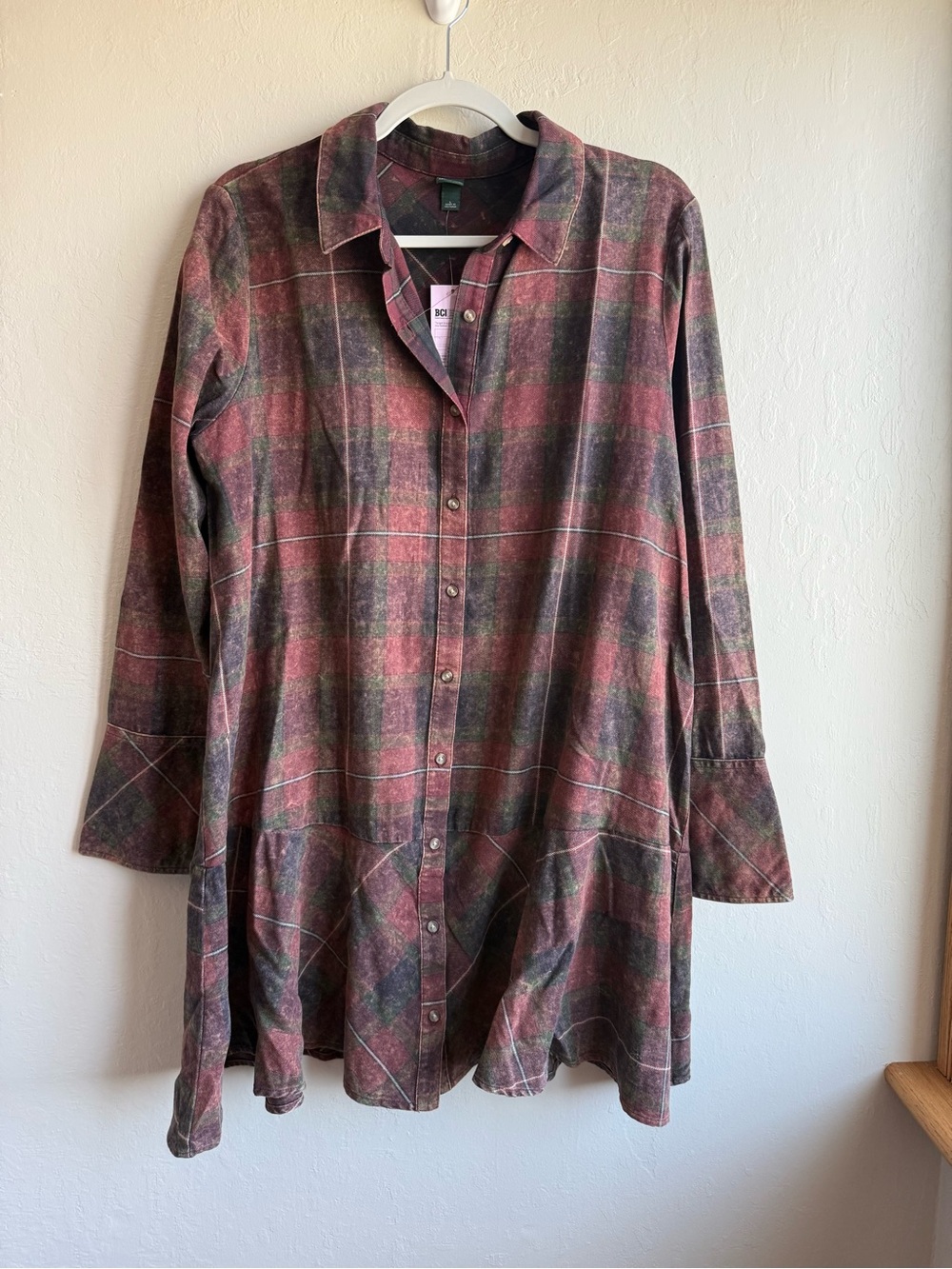 Target Plaid Button-Front Shirt Dress in Rose and Olive